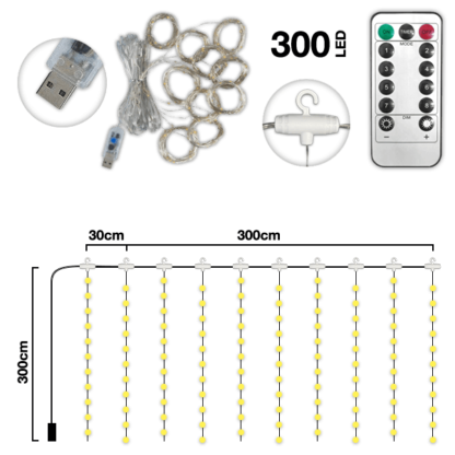 Izzó LED függöny 1+1 AJÁNDÉK