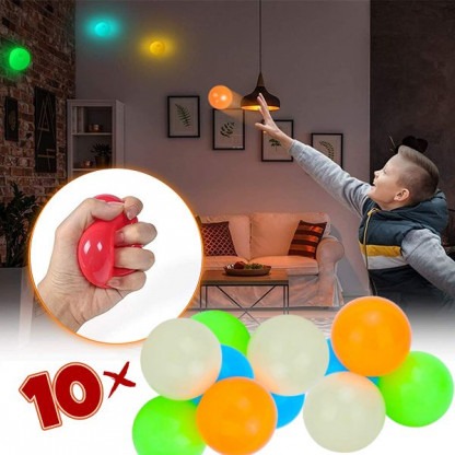 10x Világító stresszoldó ragacsos labda – GlowBuddies